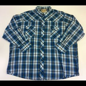 Wrangler Mens XXXL Western Pearl Snap Plaid Shirt